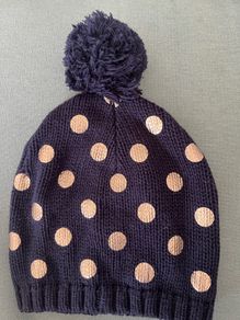 Seed Heritage Navy & gold metallic cotton beenie hat SzM/L EUC