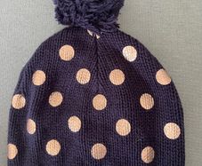 Seed Heritage Navy & gold metallic cotton beenie hat SzM/L EUC