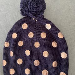 Seed Heritage Navy & gold metallic cotton beenie hat SzM/L EUC