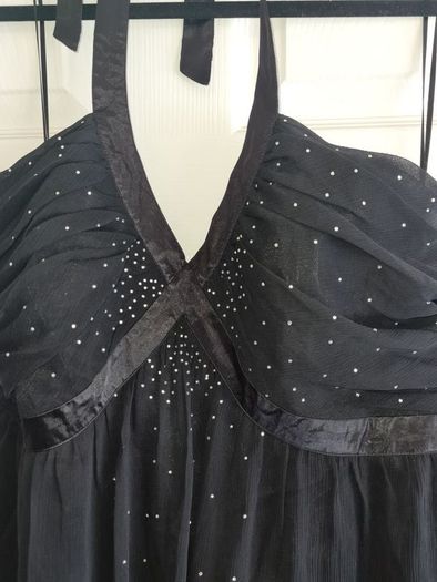 Black Chiffon & Diamante Top. Size 18. New
