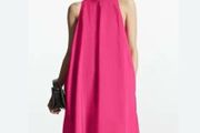COS Pink Racer Neck Midi Shift Dress with Pockets