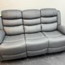 Roma Dark Grey Leather Recliner Sofa Set + Footstool Image 3