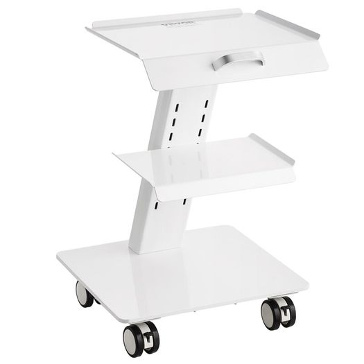 Laboratory Cart, 3-Layer Laboratory Cart with Wheels, Mobile Metal Cart with Swivel Castors, Serving Cart Clinic Cart with Tray and 100 kg Load Capacity, for Laboratory, Clinic, Beauty Salon