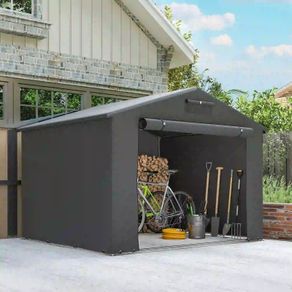 Tent garage 2.5 x 1.8 m Waterproof garage tent with roll-up zipper door ventilation window Dark gray