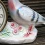 Vintage Jema Holland Pair of Pigeons Mantle Clock Figurines No 428 (works well) Image 5