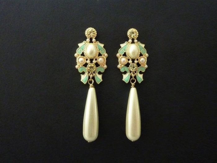 Art Deco Art Nouveau Style Pearl Drop Earrings