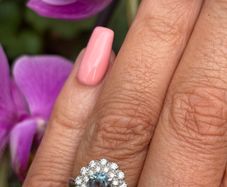 Vintage Aquamarine and Diamond 18ct Gold Cluster Ring