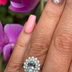 Vintage Aquamarine and Diamond 18ct Gold Cluster Ring
