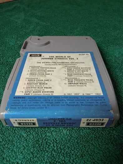 Vintage 8 Track Cartridge Tape/The World Of Johann Strauss  vol 2
