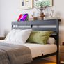 Double 4ft6 Floating Bed Frame with LED Lights, Metal Platform Bed Frame with USB Charging Station Double Size, No Box Spring Needed, Metal Slat Support, Noise Free, Black Image 4