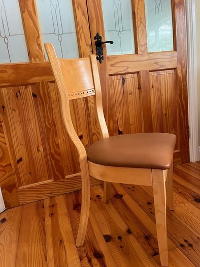 Pine table & two chairs