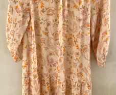 Mos Mosh boho paisley dress XS tiered smock cream pink orange