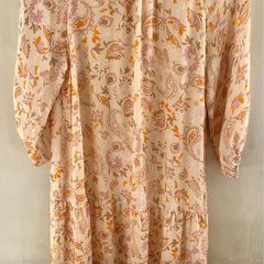 Mos Mosh boho paisley dress XS tiered smock cream pink orange