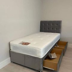 Single bed and mattress
