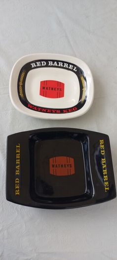 2 x vintage  advertising watneys red barrel ashtrays collectors items ,nice in any collectors collection,,sold as seen, see pictures for condition,