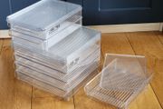 MAKE OFFER - 7 Clear Stackable Storage Bins with Lids - 2 Sizes