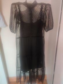 H&M Divided black lace midi short sleeve dress size S UK 10 EU38 Perfect condition Postage included
