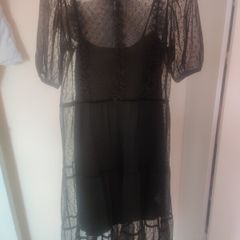 H&M Divided black lace midi short sleeve dress size S UK 10 EU38 Perfect condition Postage included