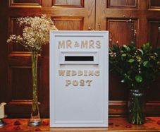 Handcrafted wedding post box for hire.