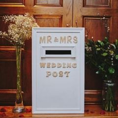 Handcrafted wedding post box for hire.
