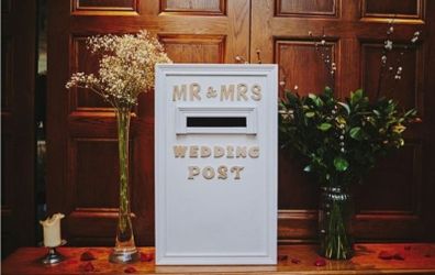 Handcrafted wedding post box for hire.