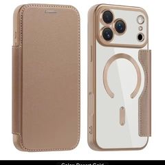 iPhone 11 golden Luxury Transparent Flip Leather Wallet Magnetic Phone Case For iPhone