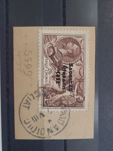 1935 Saorstat half crown Irish stamp 3 - line overprint re-engraved