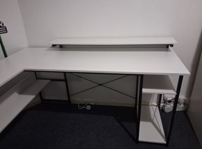 White L-Shape Gaming Desk
