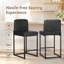 24 Bar Stools Set of 2 Breakfast Chair Pu Leather Kitchen Stools with Backs Bar Stool with Footrest for Kitchen Counter Sturdy Metal Steel Frame, Black Image 5