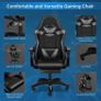 Gaming Chair Ergonomic Computer Chair Office Chair Desk Swivel Chair Adjustable Reclining Footrest Cushion Grey New! Image 4