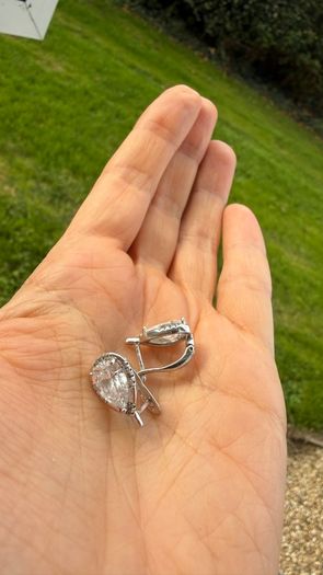 925 Sterling Silver Pear Cut Halo Earrings