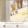 Dressing Table with Adjustable LED Mirror & Built-in USB Power Outlets & RGB Light Strip, Vanity Desk with 5 Fabric Drawers & 3-Layer Shelves, White Makeup Desk 90/40/139cm Image 4