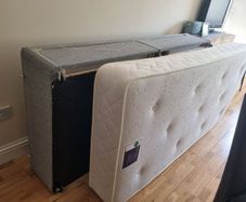 Single bed, mattress, storage and headboard