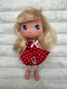 Mini doll I love Minnie Famosa Disney blonde dress red approx. 16 cm. Used Please see pictures