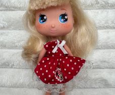 Mini doll I love Minnie Famosa Disney blonde dress red approx. 16 cm. Used Please see pictures