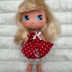 Mini doll I love Minnie Famosa Disney blonde dress red approx. 16 cm. Used Please see pictures