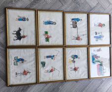 8 Chinese rice paper paintings for quick sale