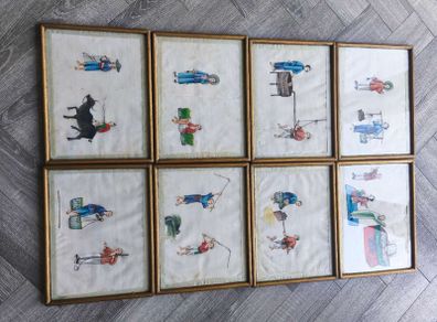 8 Chinese rice paper paintings for quick sale