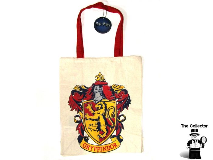 Harry Potter Canvas Tote Shopping Bag Gryffindor Crest School Red Handle Brand New