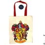 Harry Potter Canvas Tote Shopping Bag Gryffindor Crest School Red Handle Brand New Image 3