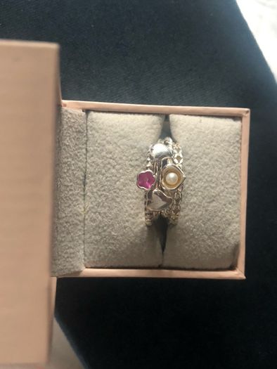 Sterling silver HHN designer pearl ring