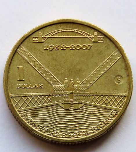 Australia Dollar Rare Sydney Harbour Bridge "S" Counterstamp 2007 UNC collector commemorative