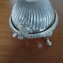 A vintage silver-plated butter dish or caviar bowl with a three-legged lid. Image 3