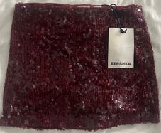 Bershka Women's Burgundy and Red Skirt