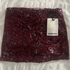 Bershka Women's Burgundy and Red Skirt