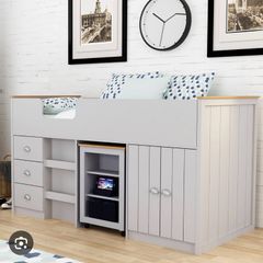 Mid Sleeper Childs bed with storage and pull out desk