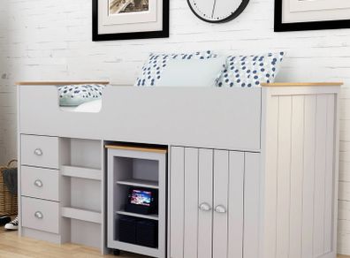 Mid Sleeper Childs bed with storage and pull out desk