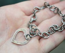 Vintage 925 Sterling Silver Open Heart Clasp Link Chain Bracelet 8,4"