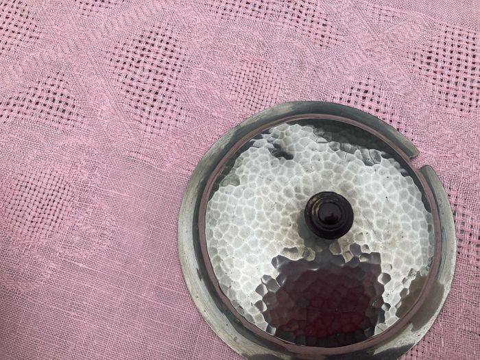 Pewter sugar bowl with glass insert