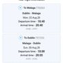 1 Return Ticket Dub - Malaga - 03 Aug - 09 Aug Image 2